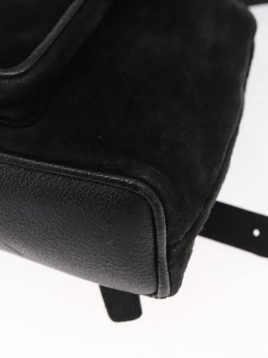 GUCCI Bamboo Backpack Suede Black Gold - Picture 8 of 16